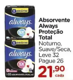 Carrefour Absorvente Always Proteção Total Noturno, Suave/Seca oferta