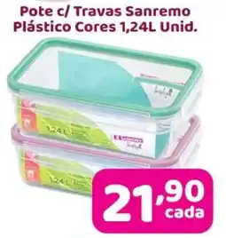 X Supermercados Pote c/ Travas Sanremo Plástico Cores oferta