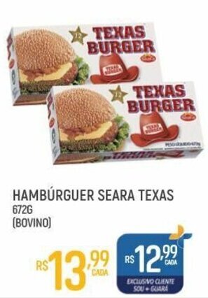 Supermercado Guará Hamburguer Seara Texas Burger 672g oferta