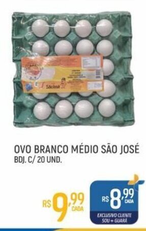 Ovo Branco Medio Sao Jose c/20 und.