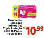 Mini Extra Intimus - absorvente com abas gel tripla proteção leve 16 pague 14 unidades oferta