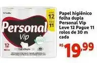 Mini Extra Personal vip - papel higiênico folha dupla oferta
