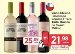 Supermercados Princesa Vinho Chileno Reservado Condcha Y Toro Tinto, Branco ou Sweet oferta