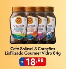 Supermercados Rondon Café Solúvel 3 Corações Liofilizado Gourmet Vidro oferta