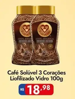 Supermercados Rondon Café Solúvel 3 Corações Liofilizado Vidro oferta