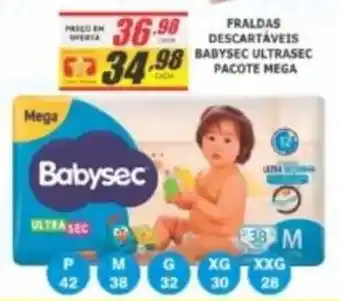 Fraldas descartáveis babysec ultrasec pacote mega