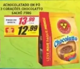 Super Varejista achocolatado em pó 3 corações chocolatto oferta