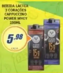 Super Varejista Bebida Láctea 3 Corações Cappuccino Power Whey oferta