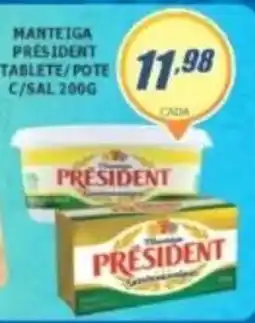 Super Varejista Manteiga president tablete/pote c/sal 200g oferta