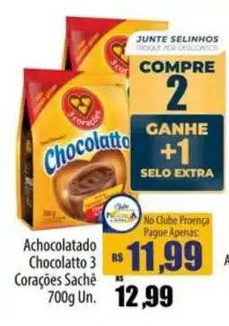 Proença Supermercados Achocolatado Chocolatto 3 Corações Sachê oferta