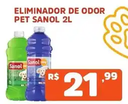 Supermercados Pague Menos eliminador de odor pet sanol 2l oferta