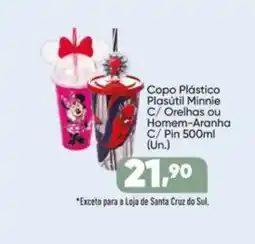 Imec Supermercados Copo Plástico Plasútil Minnie C/ Orelhas ou Homem-Aranha C/ Pin oferta