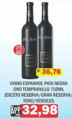 Supermercados Mendonça vinho espanhol pata negra oro tempranillo oferta