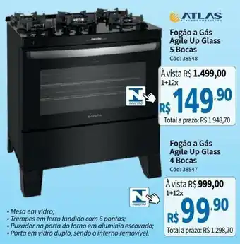 Deltasul Fogao a Gas agile up Glass 4 Bocas oferta