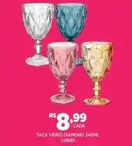 DB Supermercados Diamond - taca vidro 340ml cores oferta