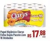 Max Atacadista Clarys - papel higiênico folha dupla pacote com 16 unidades oferta