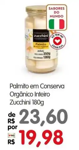 Zona Sul Palmito em Conserva Orgânico Inteiro Zucchini oferta