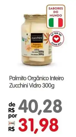Zona Sul Palmito orgânico inteiro zucchini vidro oferta