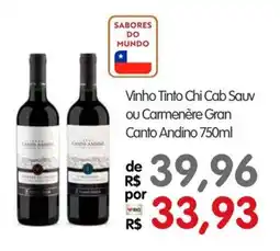 Zona Sul Vinho Tinto Chi Cab Sauv ou Carmenère Gran Canto Andino oferta