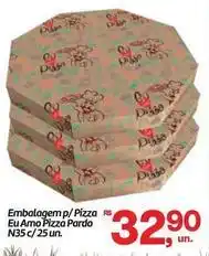 Fort Atacadista Ámo - embalagem p/ pizza eu amo pizza pardo n35 c/ 25 un oferta