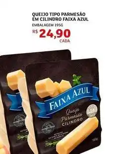 Assaí Atacadista Faixa azul - queijo tipo parmesão em cilindro azul oferta