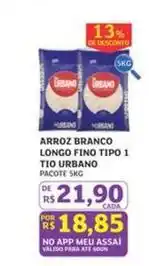 Assaí Atacadista Tio urbano - arroz branco longo fino tipo 1 oferta
