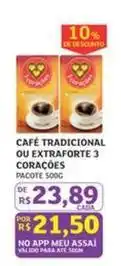 Assaí Atacadista 3 corações - café tradicional ou extraforte oferta