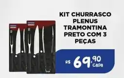 Bahamas Mix kit churrasco plenus tramontina preto com 3 peças oferta