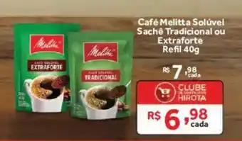 Hirota Food Supermercado Café Melitta Solúvel Sache Tradicional ou Extraforte oferta