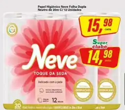 Rede Supermarket Papel Higiênico Neve Folha Dupla Neutro de 20m C/ 12 Unidades oferta