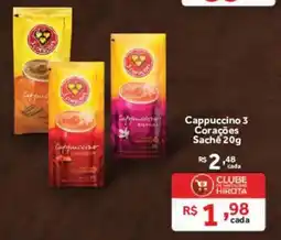 Hirota Food Supermercado Cappuccino 3 Corações Sachê 20g oferta