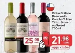 Supermercados Princesa Vinho Chileno Reservado Concha Y Toro Tinto, Branco ou Sweet oferta
