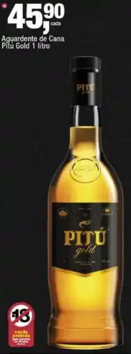 Frangolândia Aguardente de Cana Pitú Gold 1 litro oferta