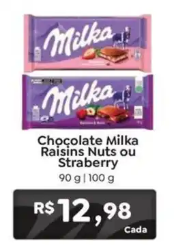 Novo Atacarejo Chocolate milka raisins nuts ou straberry oferta