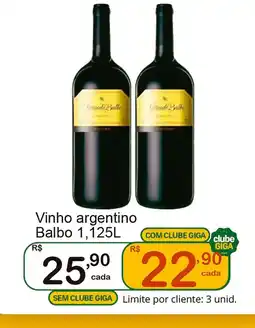 Giga Atacado Vinho argentino Balbo oferta