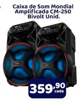 X Supermercados Caixa de Som Mondial Amplificada CM-250 Bivolt Unid. oferta