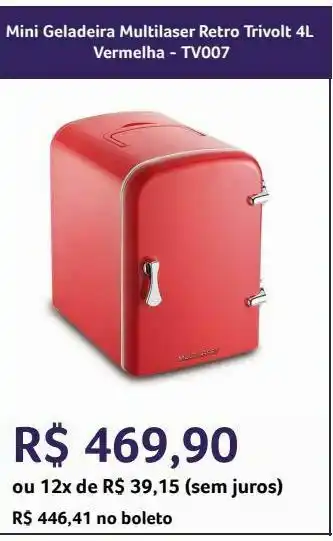 Mini geladeira multilaser retro trivolt 4l vermelha