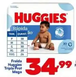 Barracão Supermercado Fralda Huggies Tripla Prot Mega oferta