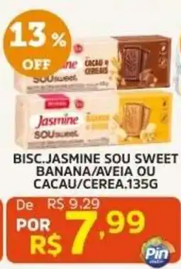 Pinheiro Supermercado Bisc jasmine sou sweet banana/aveia ou cacao/cereia oferta