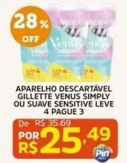 Pinheiro Supermercado Aparelho descartável gillette venus simply ou suave sensitive oferta