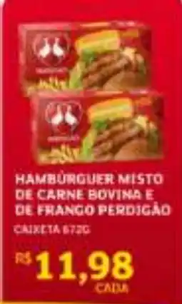 Assaí Atacadista Hambúrguer misto de carne bovina e de frango perdigão oferta