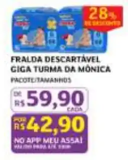 Assaí Atacadista Fralda descartável giga turma da mônica oferta