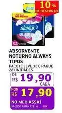 Assaí Atacadista Always - absorvente noturno tipos oferta