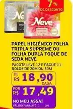 Assaí Atacadista Neve - papel higiênico folha tripla supreme ou folha dupla toque de seda oferta