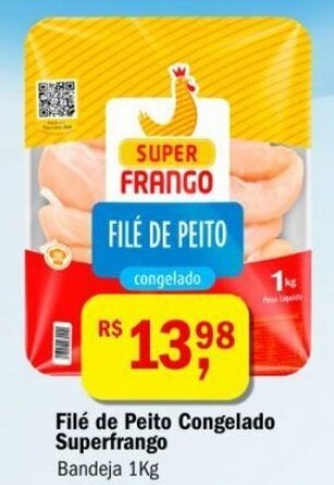 Ultrabox File de Peito Congelado Superfrango 1kg oferta