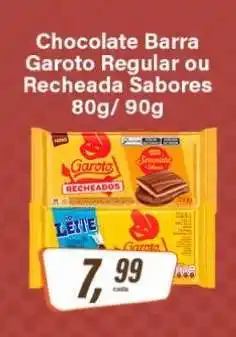 Rede Supermarket Chocolate Barra Garoto Regular ou Recheada Sabores oferta