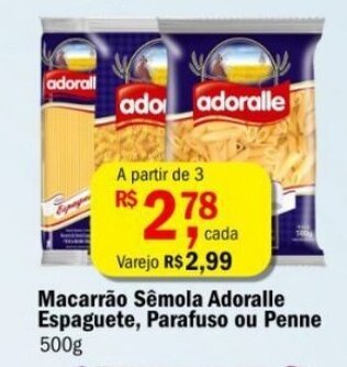 Ultrabox Macarrao Semola Adoralle Espaguete, parafuso ou Penne 500g oferta