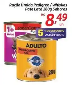 Comper Ração Úmida Pedigree / Whiskas Pate Lata S sabores oferta