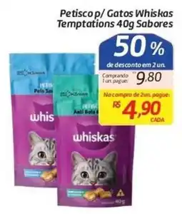 Comper Petisco p/ Gatos Whiskas Temptations 40g Sabores oferta