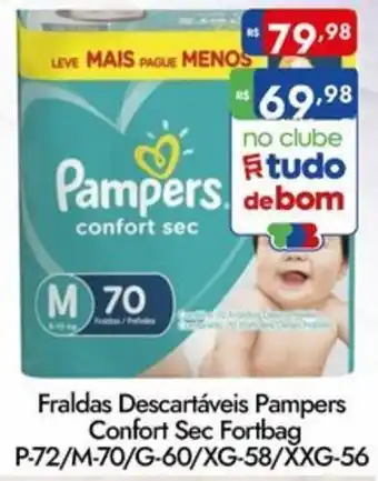 Fraldas descartáveis pampers confort sec fortbag